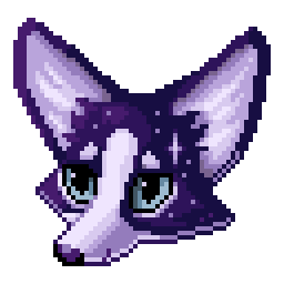 Pixel art of a celestial fox's face.