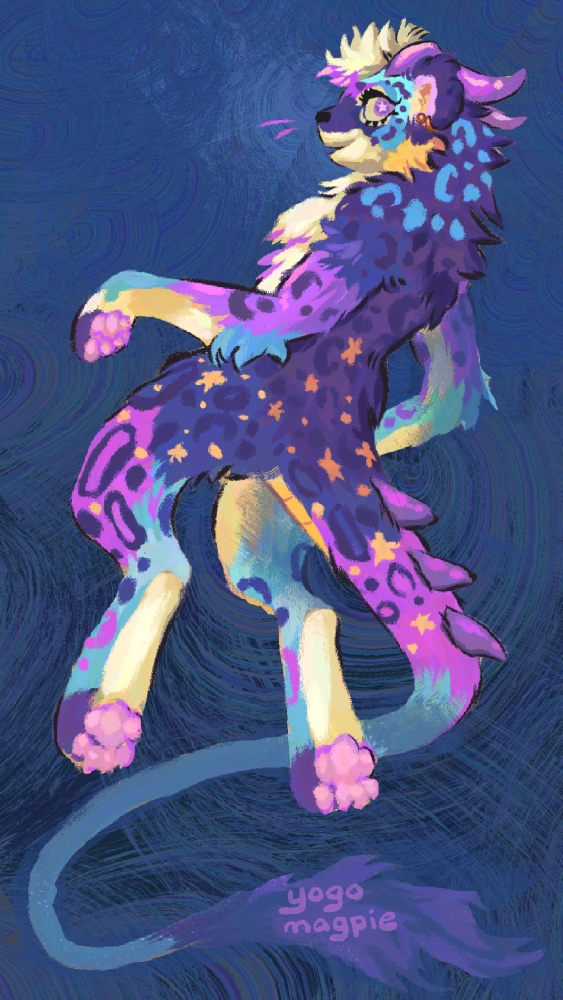 A multicolored snow leopard with a star motif.
