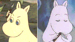 Moomin brandishing a switch blade, and then calmly putting it away