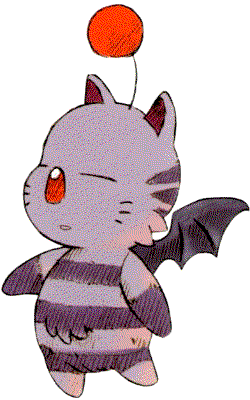 A cat-like creature with bat wings, a big nose, and a ball floating on top of its head.