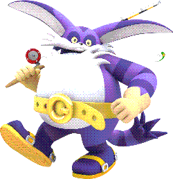 A fat cat with long ears, wearing a big belt and sandals, holding a fishing rod.