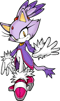 A Sonic Character wearing a long-tailed coat, hair in a ponytail, wearing gloves and shoes with tufts on them.