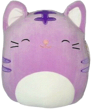 A cat with purple tiger stripes