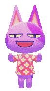 An animated gif of Bob, a purple cat from Animal Crossing, dancing.